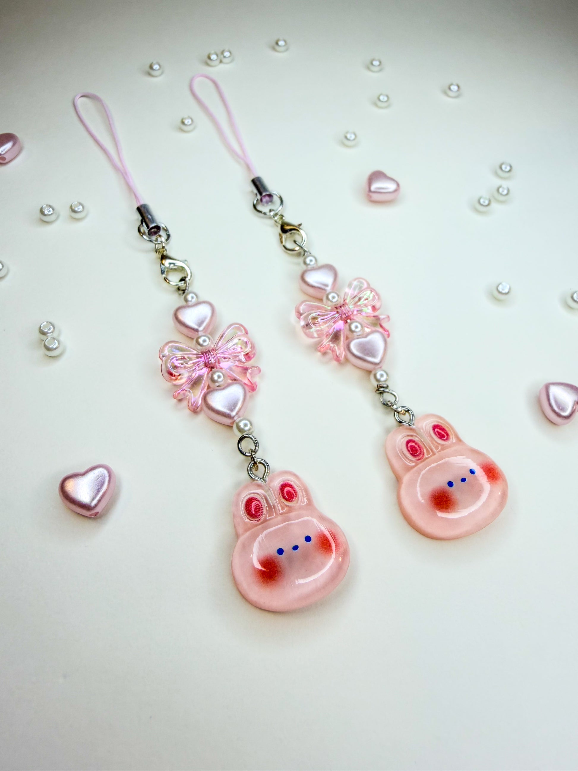 Rosy Bunny ₊ ⊹₍ᐢᐢ₎ ᰔᩚ – Phone Charm BloomLov