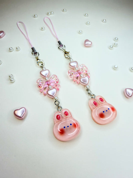 Rosy Bunny ₊ ⊹₍ᐢᐢ₎ ᰔᩚ – Phone Charm BloomLov