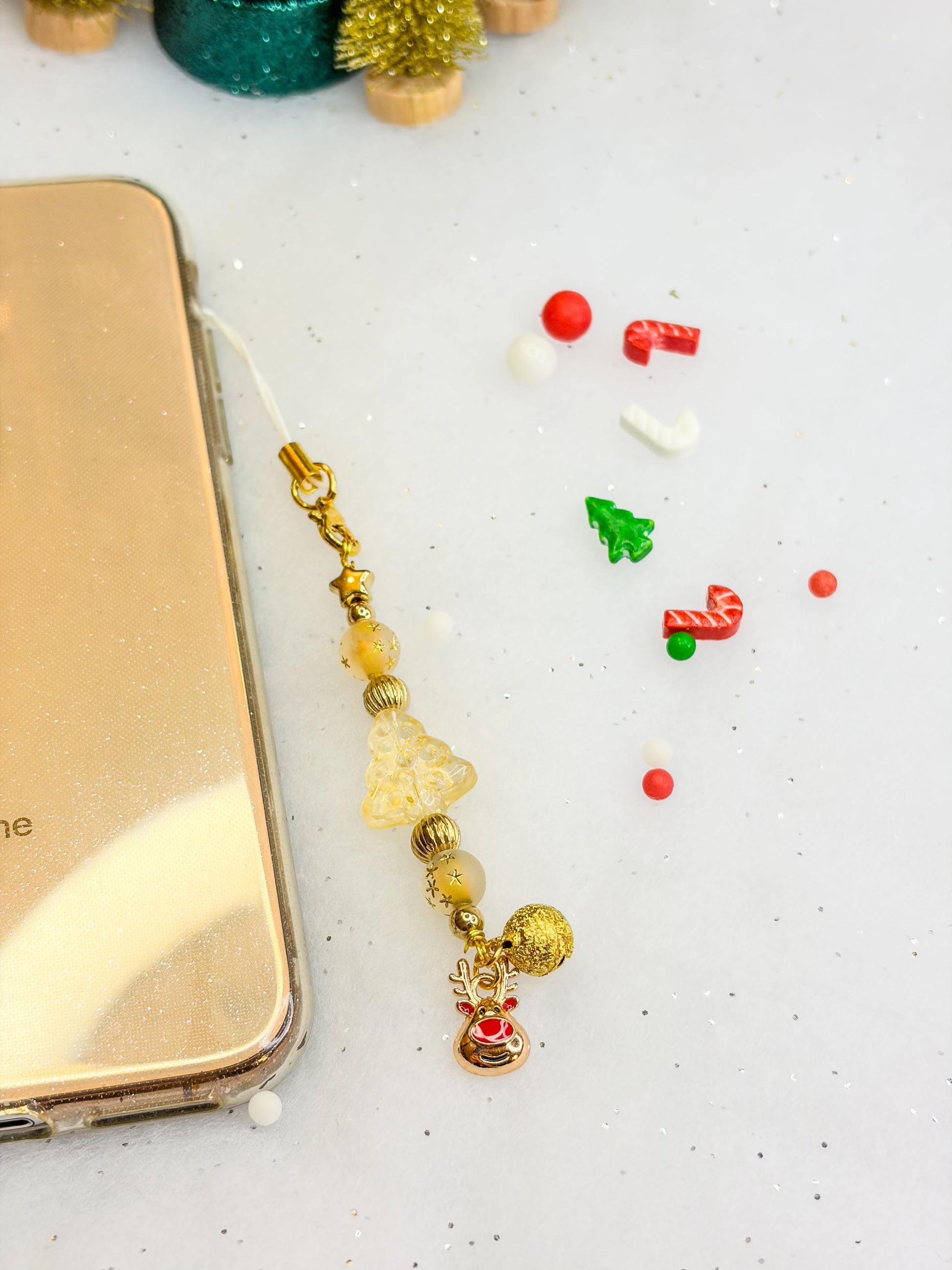 Golden Reindeer Charm 𖠰𐂂𖣂𖢔 – Phone Charm BloomLov