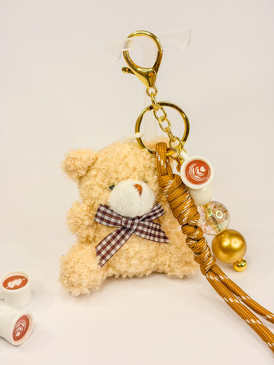 Cream Teddy Coffee Charm ᐢ. ₓ .ᐢ - Keychain - Bag Charm BloomLov