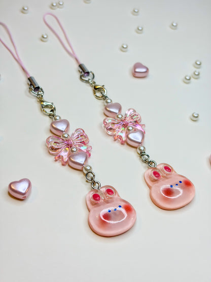 Rosy Bunny ₊ ⊹₍ᐢᐢ₎ ᰔᩚ – Phone Charm BloomLov