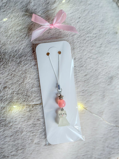 Phone Charm chat fantôme lumineux dans le noir rose Halloween kawaii BloomLov