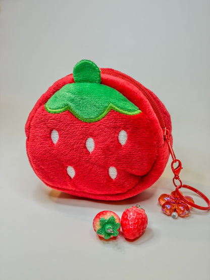 StrawBerry Pocket Plush 🍓 - Porte-Monnaie Peluche Fraise -Keychain - Bag Charm BloomLov