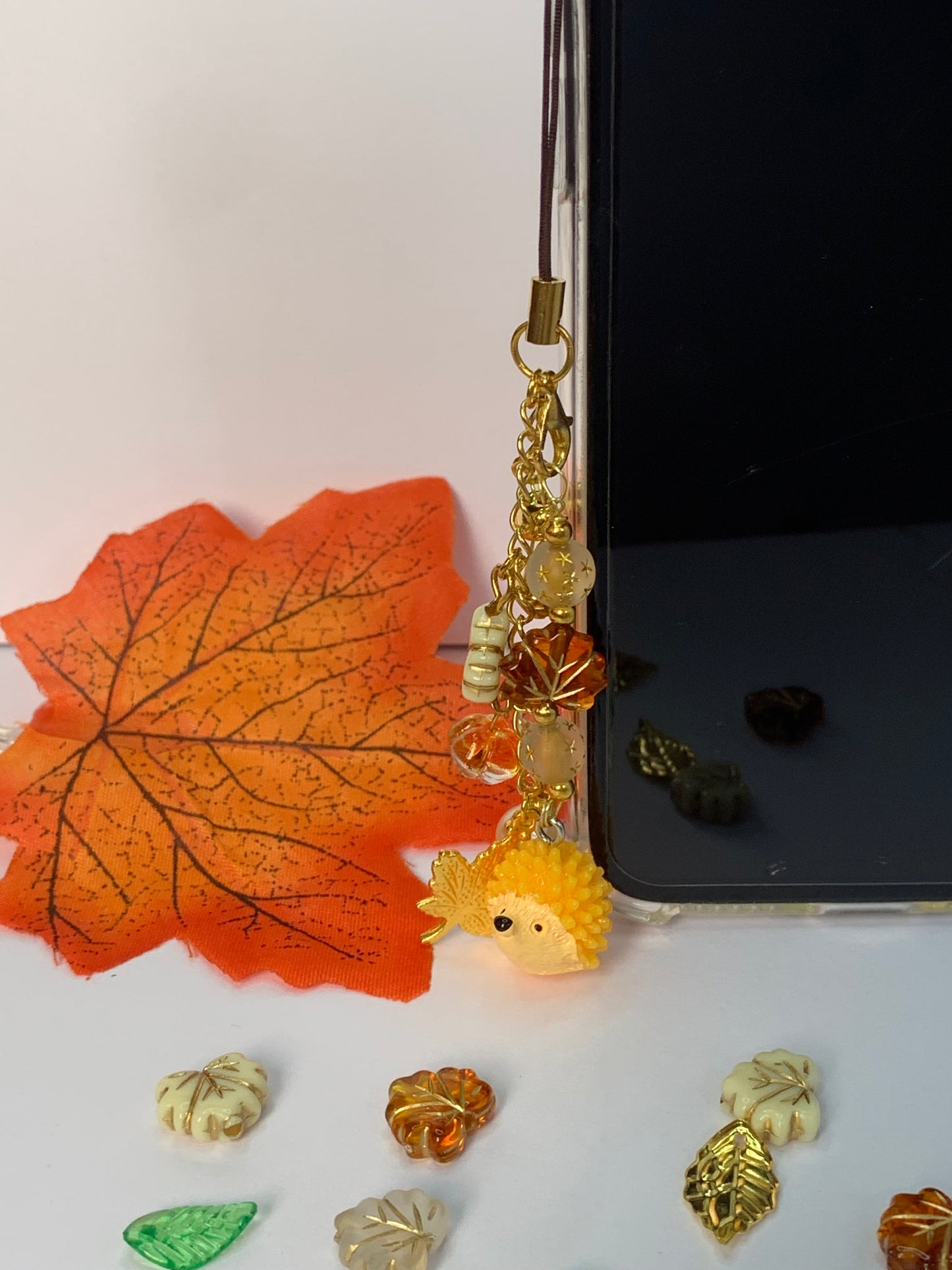 Autumn hedgehog •ﻌ• - Phone Charm - BloomLov
