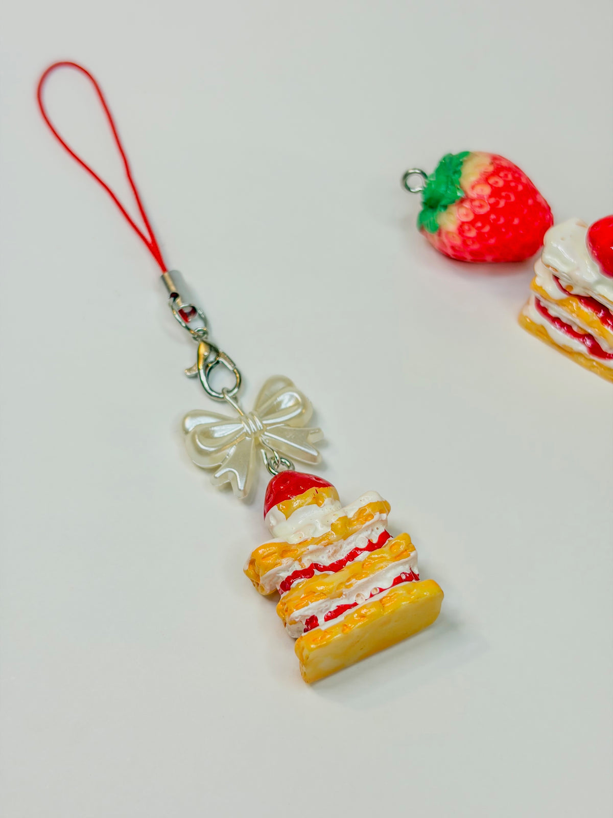 Strawberry Mille-Feuille 🍰 – Phone Charm BloomLov