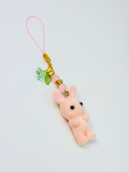 Fluffy Blossom Bunny 🐰🌸 – Phone Charm BloomLov