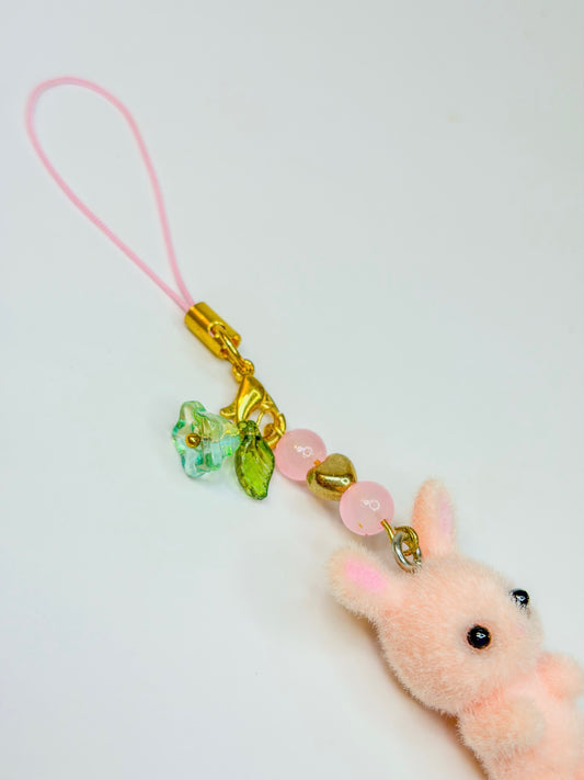 Fluffy Blossom Bunny 🐰🌸 – Phone Charm BloomLov