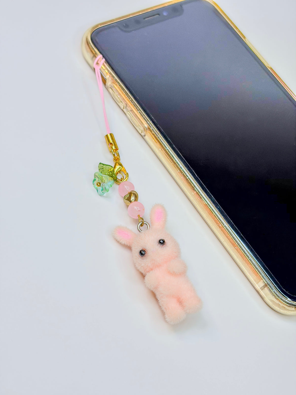 Fluffy Blossom Bunny 🐰🌸 – Phone Charm BloomLov
