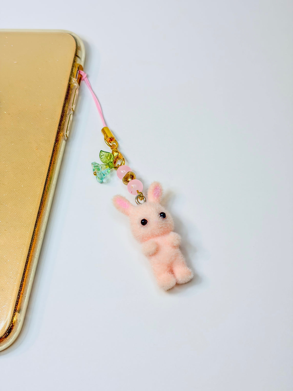 Fluffy Blossom Bunny 🐰🌸 – Phone Charm BloomLov