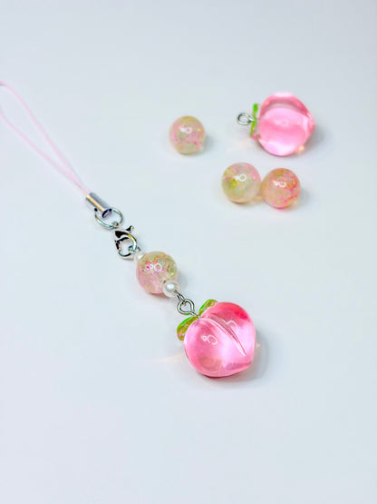 Momo Peach – Phone Charm Pêche Rose Kawaii Japonais BloomLov