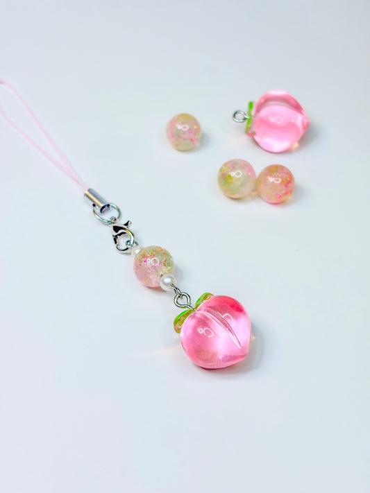 Momo Peach – Phone Charm Pêche Rose Kawaii Japonais BloomLov